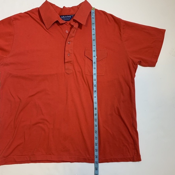 Vintage 80s Nature Knit Red Preppy Golf Short Sleeve Polo Shirt Men's Size Large - Picture 7 of 8